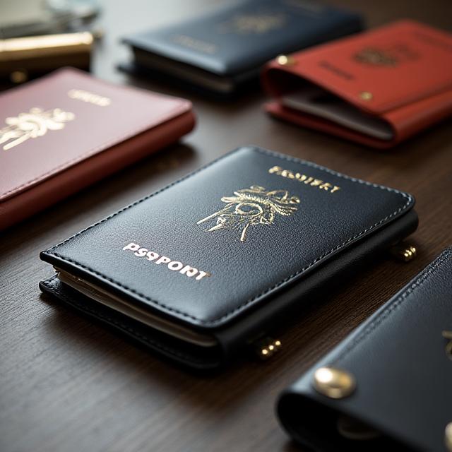Portapassaporti eleganti esposti